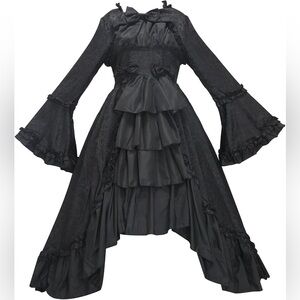 Medieval Retro Gothic Court Dress |Square Collar Lolita Evening Bat Sleeve| 5XL